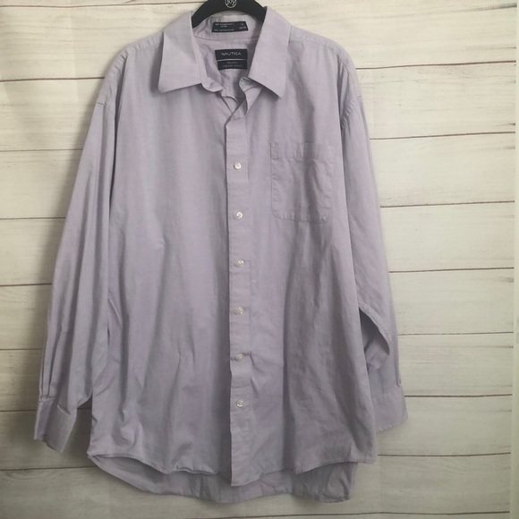 Nautica Purple Pinpoint Oxford Shirt Size 18, 34/35 - Picture 1 of 3